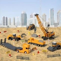 iPlay, iLearn, Construction Vehicle Playset, Includes Crane, Dump Truck, Cargo Transport, Bulldozer and Roller, 50+ Pieces, Ages 3-10 -Action Figure Playsets Sales Store unnamed file 1021