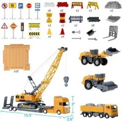 iPlay, iLearn, Construction Vehicle Playset, Includes Crane, Dump Truck, Cargo Transport, Bulldozer and Roller, 50+ Pieces, Ages 3-10 -Action Figure Playsets Sales Store unnamed file 1022