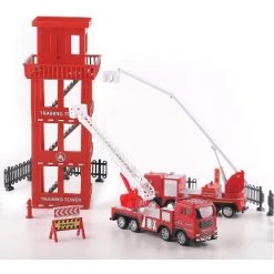 iPlay, iLearn, Fire Truck and Emergency Rescue Playset, Includes 5 Trucks, 2 Structures, Plus Accessories, 50+ Pieces, Ages 3 and Up