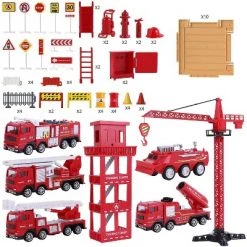 iPlay, iLearn, Fire Truck and Emergency Rescue Playset, Includes 5 Trucks, 2 Structures, Plus Accessories, 50+ Pieces, Ages 3 and Up -Action Figure Playsets Sales Store unnamed file 1027