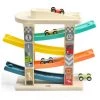 Top Bright Topbright Toys 4 Level Ramp Racer Tower with 4 Wooden Race Cars Vehicle Playset for Toddlers to Promote Hand Eye Coordination and Creative Learning