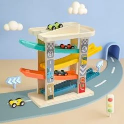 Top Bright Topbright Toys 4 Level Ramp Racer Tower with 4 Wooden Race Cars Vehicle Playset for Toddlers to Promote Hand Eye Coordination and Creative Learning -Action Figure Playsets Sales Store unnamed file 1051