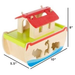 Hey! Play! Noah's Ark Kids Playset - Hand Painted Hardwood Children's Bible Figurine Toys for Sunday School, Play Time, Christian Religious Study