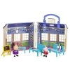 Jazwares Peppa Pig School Playset, 9 Pieces - Includes Foldable School House Case, 3 Character Figures & Classroom Accessories - Toy Gift for Kids - Age 3+