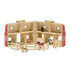 Melissa & Doug Fold and Go Wooden Barn Play Set - 10pc -Action Figure Playsets Sales Store unnamed file 523