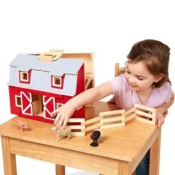 Melissa & Doug Fold and Go Wooden Barn Play Set - 10pc -Action Figure Playsets Sales Store unnamed file 526