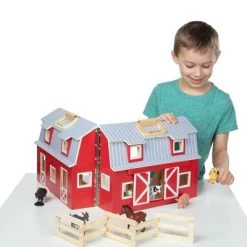 Melissa & Doug Fold and Go Wooden Barn Play Set - 10pc -Action Figure Playsets Sales Store unnamed file 527