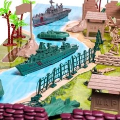 Blue Panda 120-Piece Military Toy Soldiers Playset, Green Army Men Toys, Mini Plastic Action Figures with Vehicles Accessories and Play Map -Action Figure Playsets Sales Store unnamed file 645