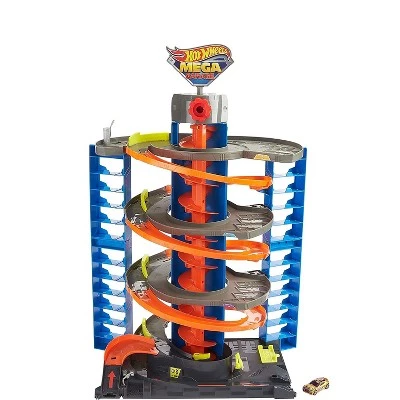 Hot Wheels City Mega Garage Playset and Track with 1:64 Scale Toy Car, Corkscrew Elevator, and Storage for Over 60 Cars, for Kids Ages 4 and Up 1 Hot Wheels City Mega Garage Playset and Track with 1:64 Scale Toy Car, Corkscrew Elevator, and Storage for Over 60 Cars, for Kids Ages 4 and Up