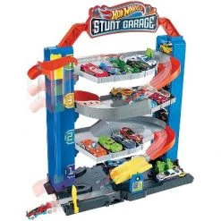 Hot Wheels GNL70 City Stunt Garage Kids Playset Multi Level Vertical Tower with Elevator, Parking Spaces, Fuel Station, and 1 Car