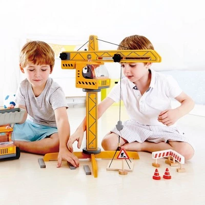 Hape Playscapes Toddler Kids Wooden Toy Construction Site Crane Lift Play Set 3 Hape Playscapes Toddler Kids Wooden Toy Construction Site Crane Lift Play Set - Image 3