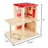 Toy Time Kids' Wooden Fire Station Playset With 3-Tier Firehouse, Fire Truck, Helicopter, and 16 Accessories - 10.75" x 13", Set of 19