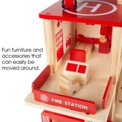 Toy Time Kids' Wooden Fire Station Playset With 3-Tier Firehouse, Fire Truck, Helicopter, and 16 Accessories - 10.75" x 13", Set of 19 9 Toy Time Kids' Wooden Fire Station Playset With 3-Tier Firehouse, Fire Truck, Helicopter, and 16 Accessories - 10.75" x 13", Set of 19 -Action Figure Playsets Sales Store unnamed file 918