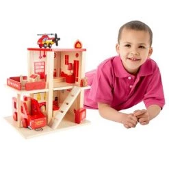 Toy Time Kids' Wooden Fire Station Playset With 3-Tier Firehouse, Fire Truck, Helicopter, and 16 Accessories - 10.75" x 13", Set of 19 12 Toy Time Kids' Wooden Fire Station Playset With 3-Tier Firehouse, Fire Truck, Helicopter, and 16 Accessories - 10.75" x 13", Set of 19 -Action Figure Playsets Sales Store unnamed file 921