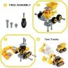 iPlay, iLearn, Construction Vehicle Playset, Take Apart STEM Toy Trucks with Excavator and Dump Truck, 41 Pieces, Ages 3-6
