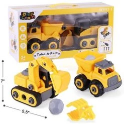 iPlay, iLearn, Construction Vehicle Playset, Take Apart STEM Toy Trucks with Excavator and Dump Truck, 41 Pieces, Ages 3-6 -Action Figure Playsets Sales Store unnamed file 957