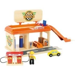 Small Foot Wooden Toys Auto Repair Shop And Gas Station Playset
