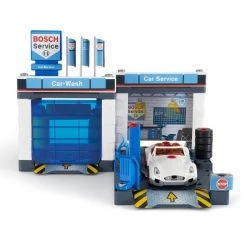 Theo Klein 8614 Bosch Childrens Kids Fun Toy Car Repair with Car Wash Station Playset, Includes Car and Toy Screwdriver, Multicolored